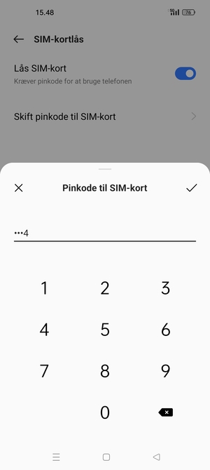 Indtast Nuværende PIN-kode til SIM-kort og vælg OK