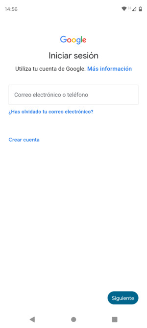 Introduzca su dirección de Gmail y seleccione Siguiente