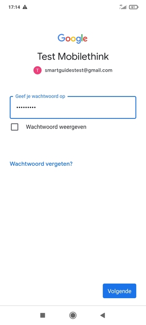 Voer uw Gmail wachtwoord in en selecteer Volgende