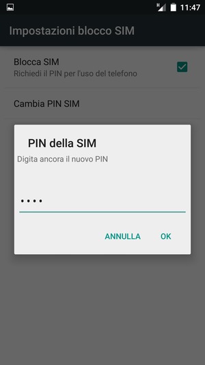 Conferma il nuovo PIN della SIM e seleziona OK