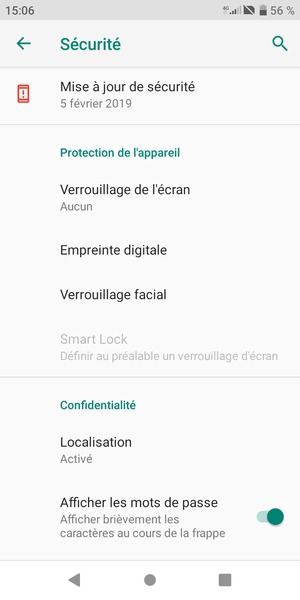 Faites défiler et sélectionnez Localisation