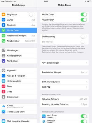 Wählen Sie Mobile Daten und APN-Einstellungen