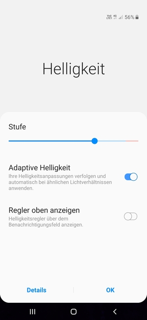 Schalten Sie Adaptive Helligkeit ein und wählen Sie OK