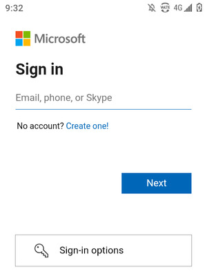 Enter your Email address and select Next