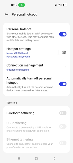 Your phone is now set up for use as a modem