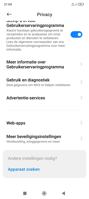 Scroll naar en selecteer Meer beveiligingsinstellingen