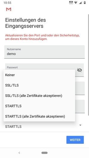 Wählen Sie Keiner und WEITER