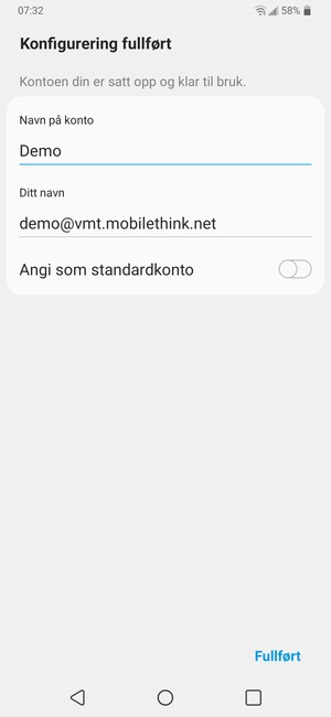 Gi kontoen din et navn, og skriv inn navnet ditt. Velg Fullført