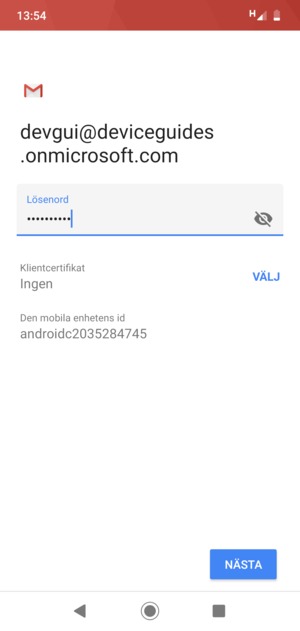 Ange ditt lösenord och välj NÄSTA