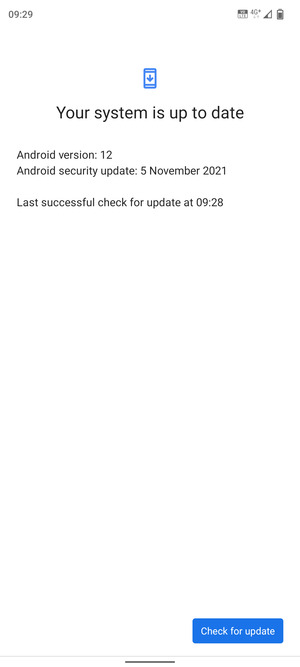 If your phone is up to date, you will see the following screen