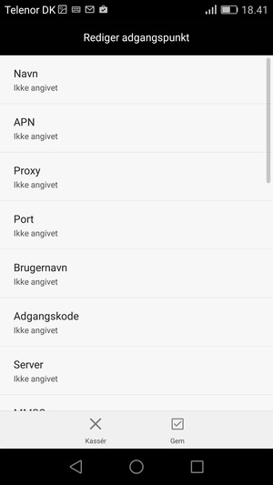 Indtast internet-oplysninger