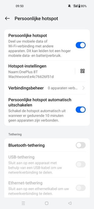 Uw telefoon is nu geïnstalleerd voor gebruik als modem