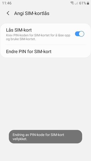 Din PIN-kode for SIM-kort er endret