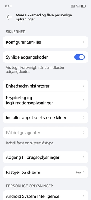 Vælg Konfigurer SIM-lås