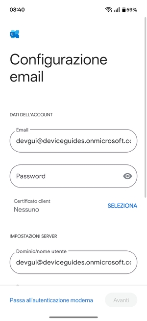 Inserisci la tua password