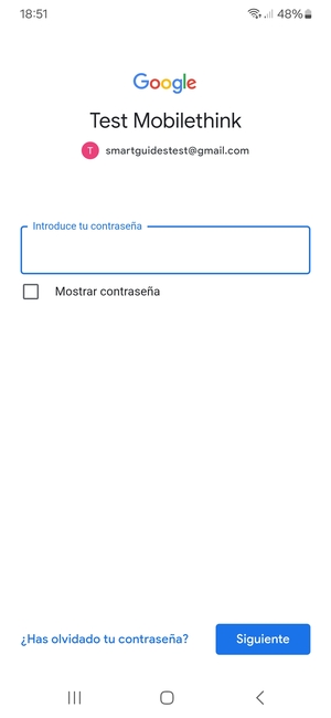 Introduzca su contraseña de Gmail y seleccione Siguiente