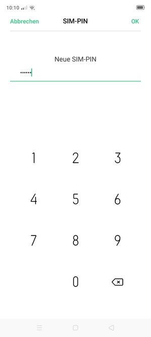 Geben Sie Ihre Neue PIN der SIM-Karte ein und wählen Sie OK