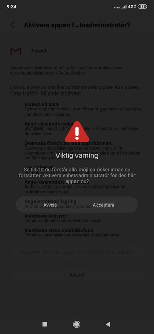 Välj Acceptera