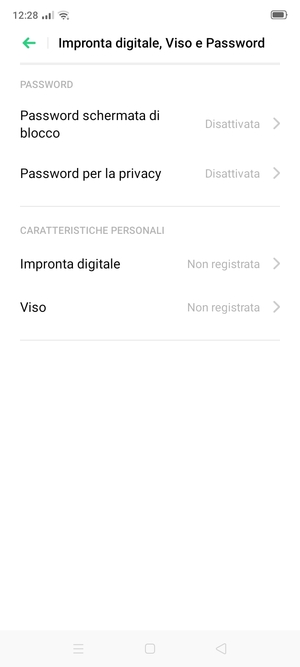 Seleziona Password schermata blocco