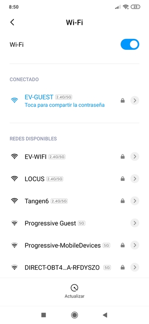 Ahora está conectado a la red Wi-Fi