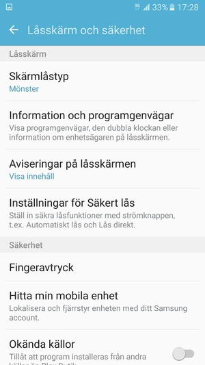 Din telefon är nu säkrad med ett skärmlås