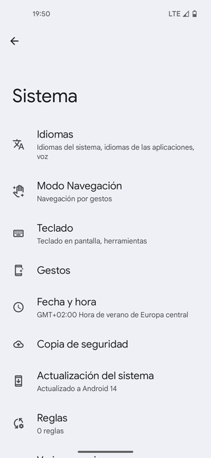 Seleccione Actualización del sistema