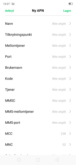 Skriv inn internett-informasjon