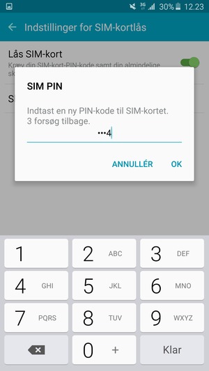 Indtast din Nye PIN-kode til SIM-kort og vælg OK