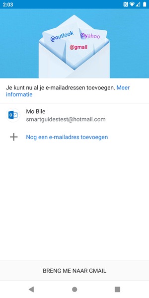 Selecteer BRENG ME NAAR GMAIL