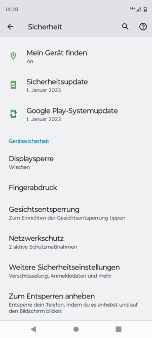 Scrollen Sie und wählen Sie Weitere Sicherheitseinstellungen