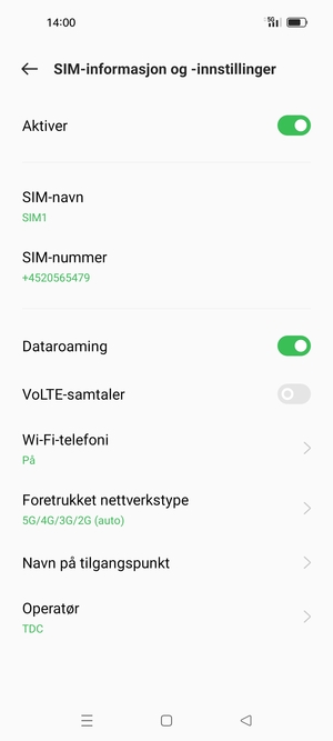 Slå Dataroaming på eller av