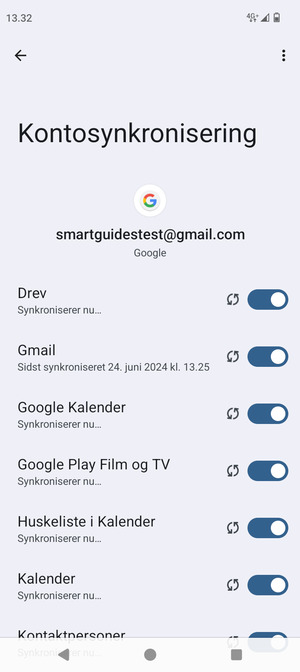 Dine oplysninger vil blive synkroniseret