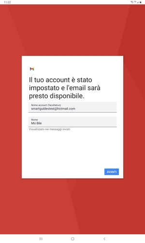 Scegli un nome per il tuo account e inserisci il tuo nome. Seleziona AVANTI