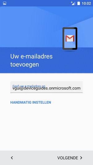 Voer uw e-mailadres in en selecteer HANDMATIG INSTELLEN