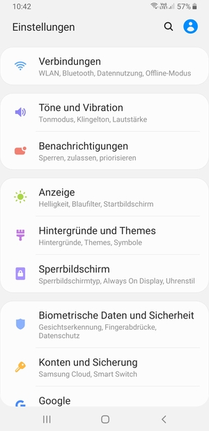 Scrollen Sie und wählen Sie Biometrische Daten und Sicherheit