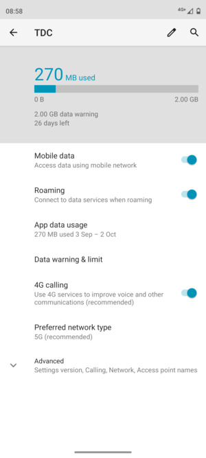Turn Roaming on or off