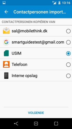 Selecteer de simkaart en selecteer vervolgens VOLGENDE