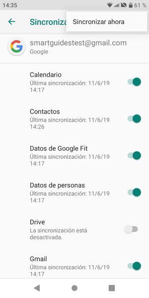 Seleccione Sincronizar ahora