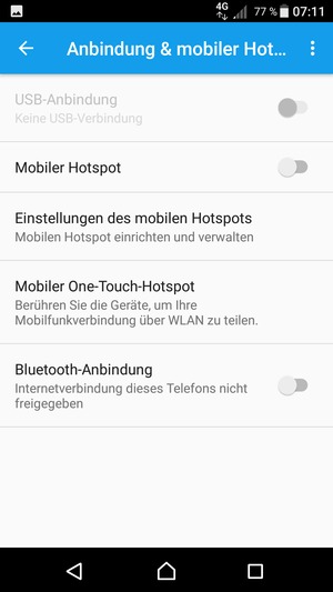 Wählen Sie Einstellungen des mobilen Hotspots