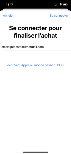 Saisissez votre Identifiant et Mot de passe d'Apple ID et sélectionnez Se connecter