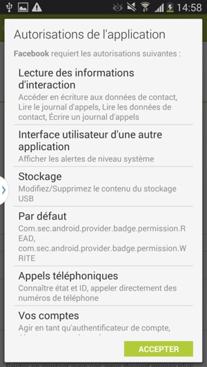 Sélectionnez ACCEPTER