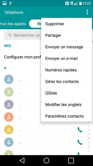 Sélectionnez Gérer les contacts