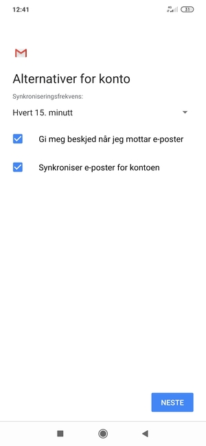 Velg NESTE