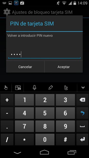 Confirme PIN nuevo y seleccione Aceptar