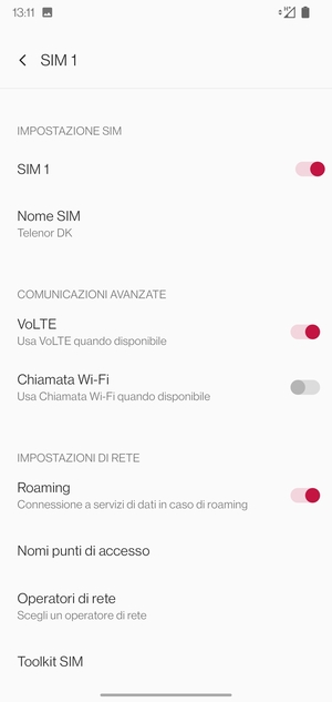 Attiva o disattiva Roaming