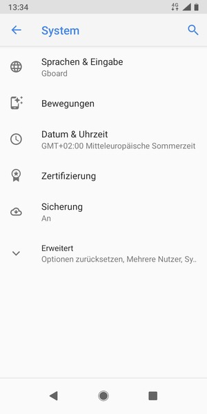 Wählen Sie Erweitert
