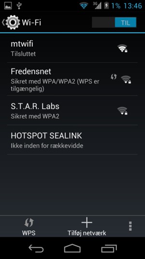 Du er nu tilsluttet Wi-Fi netværket