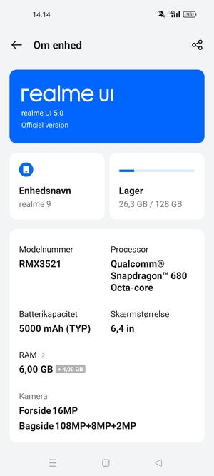 Vælg realme UI