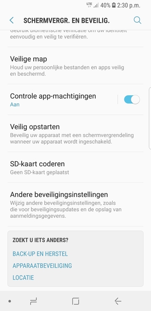 Scroll naar en selecteer Andere beveiligingsinstellingen