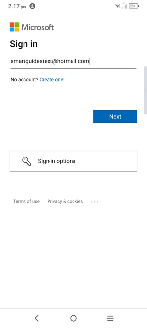 Enter your Email address and select Next
